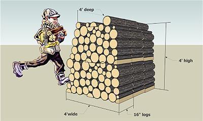 half cord firewood stacked small